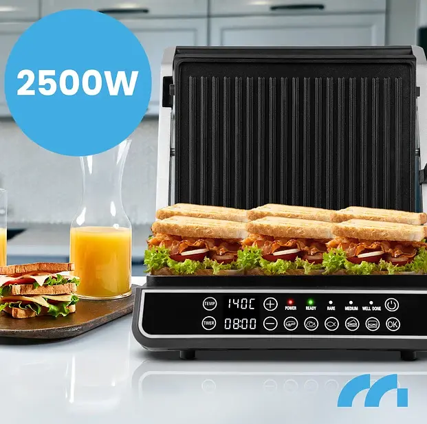 Електрогриль притискний MalTec SM5000W-PRO, 2200 Вт, контактний гриль-прес, чорний зі сріблястим - фото 5