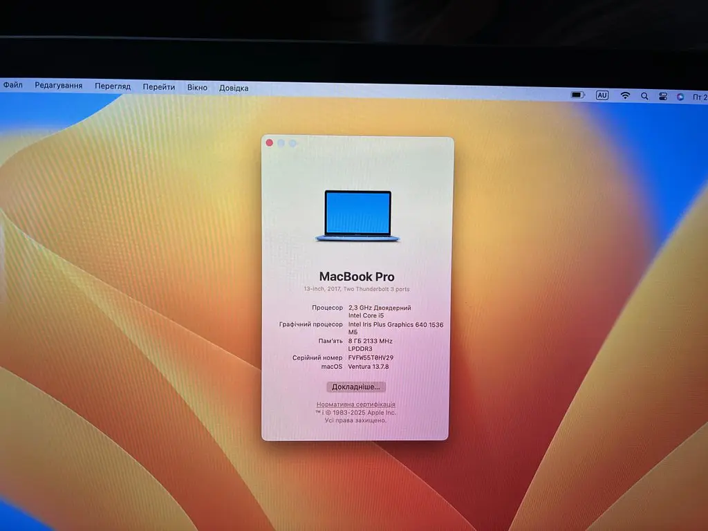 Ноутбук Apple MacBook Air 13" 2017 i5-7360U/8/256 (FVFW55T0HV29) Б/в - фото 9
