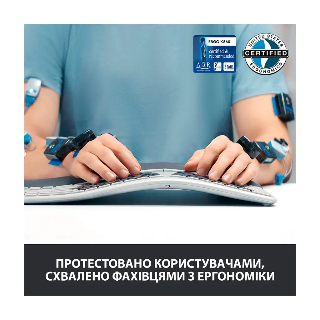 Клавіатура Logitech ERGO K860 Bluetooth/Wireless UA Black (920-010108) - фото 6