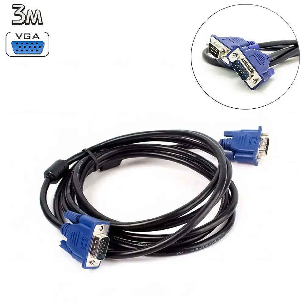 Кабель VGA-VGA Male/Male 3 м, відеокабель для монітора та проектора з феритовими фільтрами - фото 2