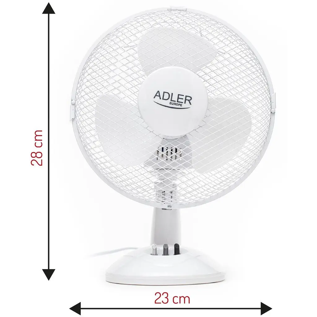 Вентилятор AdlerAD 7302 white настільний/ 45Вт/ D=23см/ автоповорот/ білий (AD7302) - фото 4
