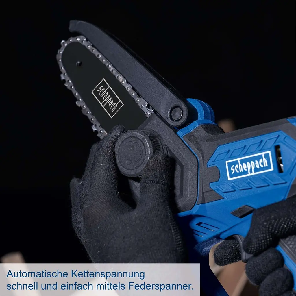Пила ланцюгова акумуляторна Scheppach C-PC100-X SET S2 (12.7 см, 4.8 м/с, 2х2.0 А-год) - фото 4