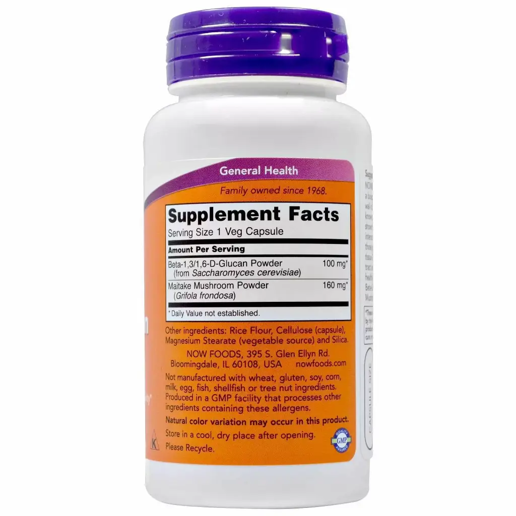 Бета глюкан Now Foods Beta-1.3/1.6-D-Glucan 100 мг 90 вегетарианских капсул - фото 2