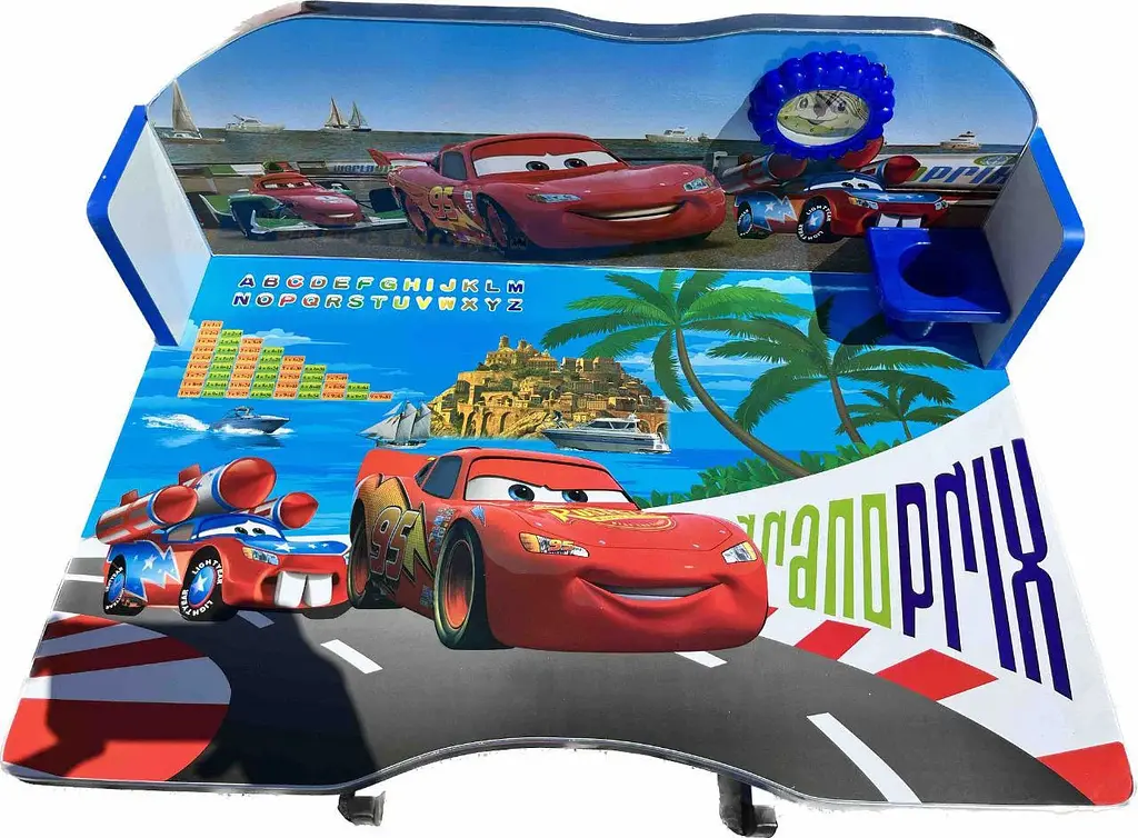 Набір дитячих меблів Disney Cars біло-блакитний - регульована дитяча парта Disney Cars зі стільцем, полицею та підставкою для ніг - фото 3