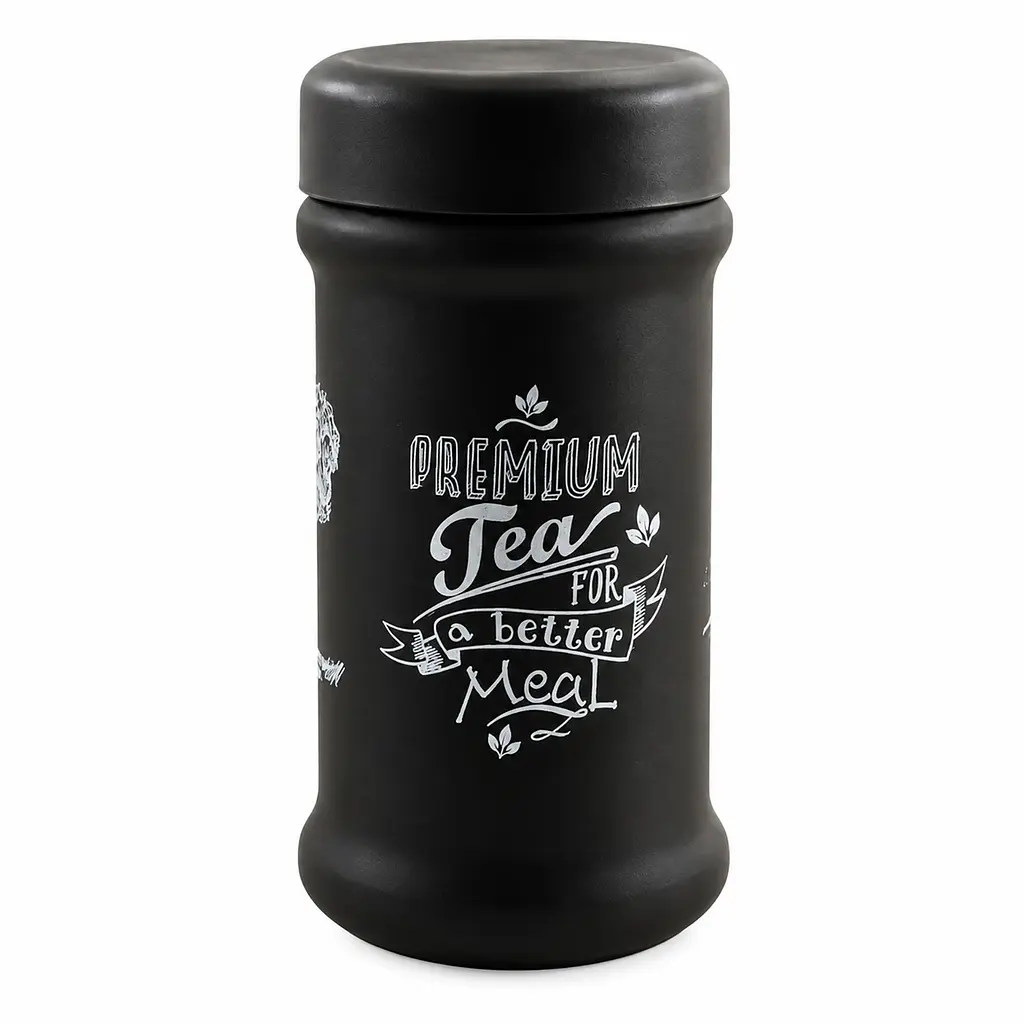 Банка скляна для сипучих продуктів Interos з кришкою та малюнком 660 мл, чорна Tea Чорний 88645