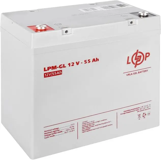 Акумуляторна батарея для ДБЖ LogicPower GEL 12 V / 55 А*ч (LP15266) - фото 2