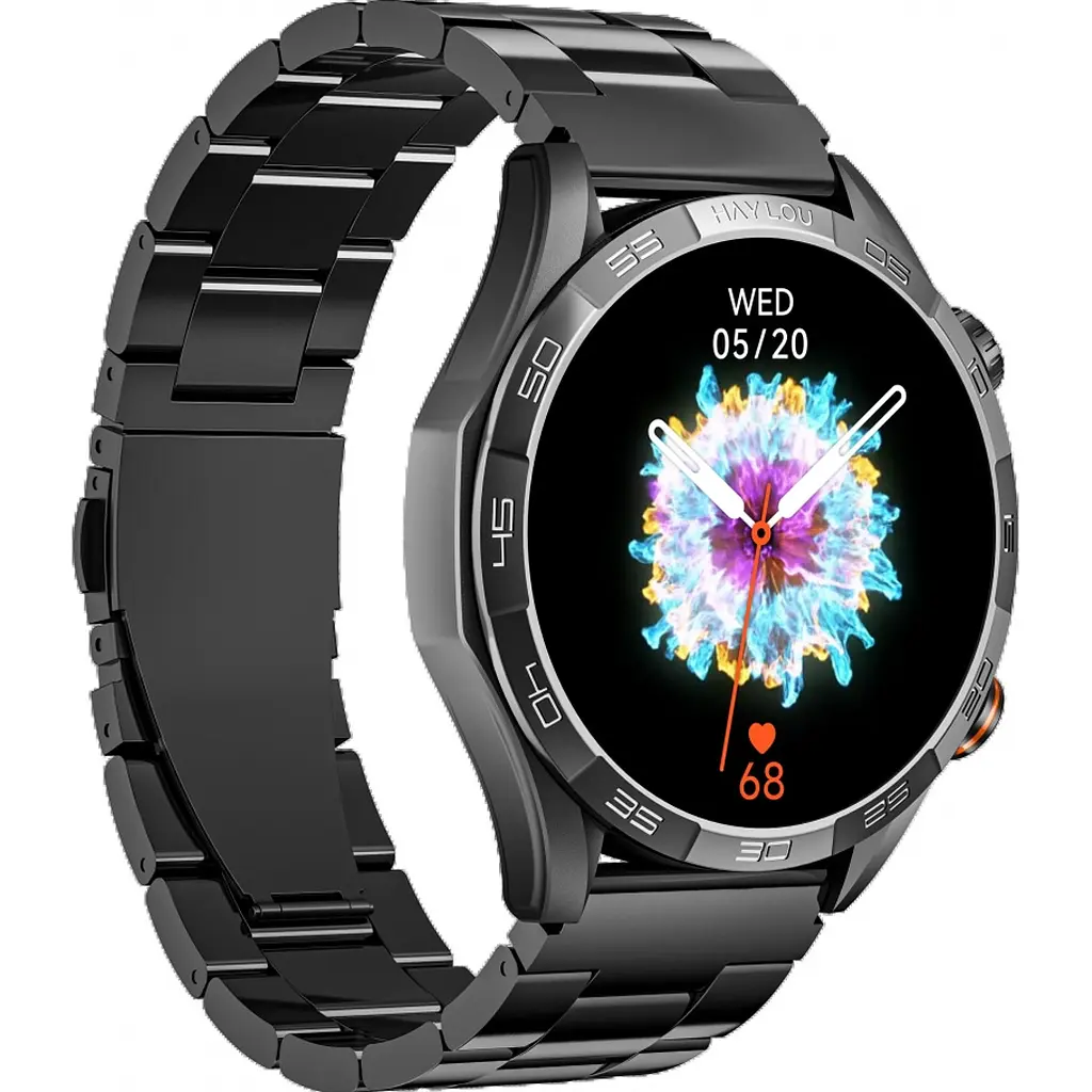 Смарт-годинник Haylou Solar 5 (LS20) Silicone+ Stainless steel strap Black [124034] - фото 2