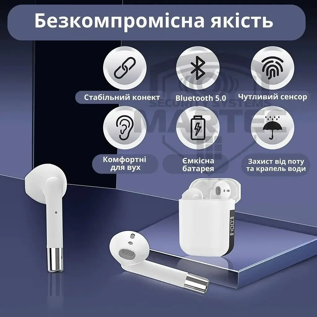 Бездротові навушники АР19 сенсорні Bluetooth Білі - фото 3