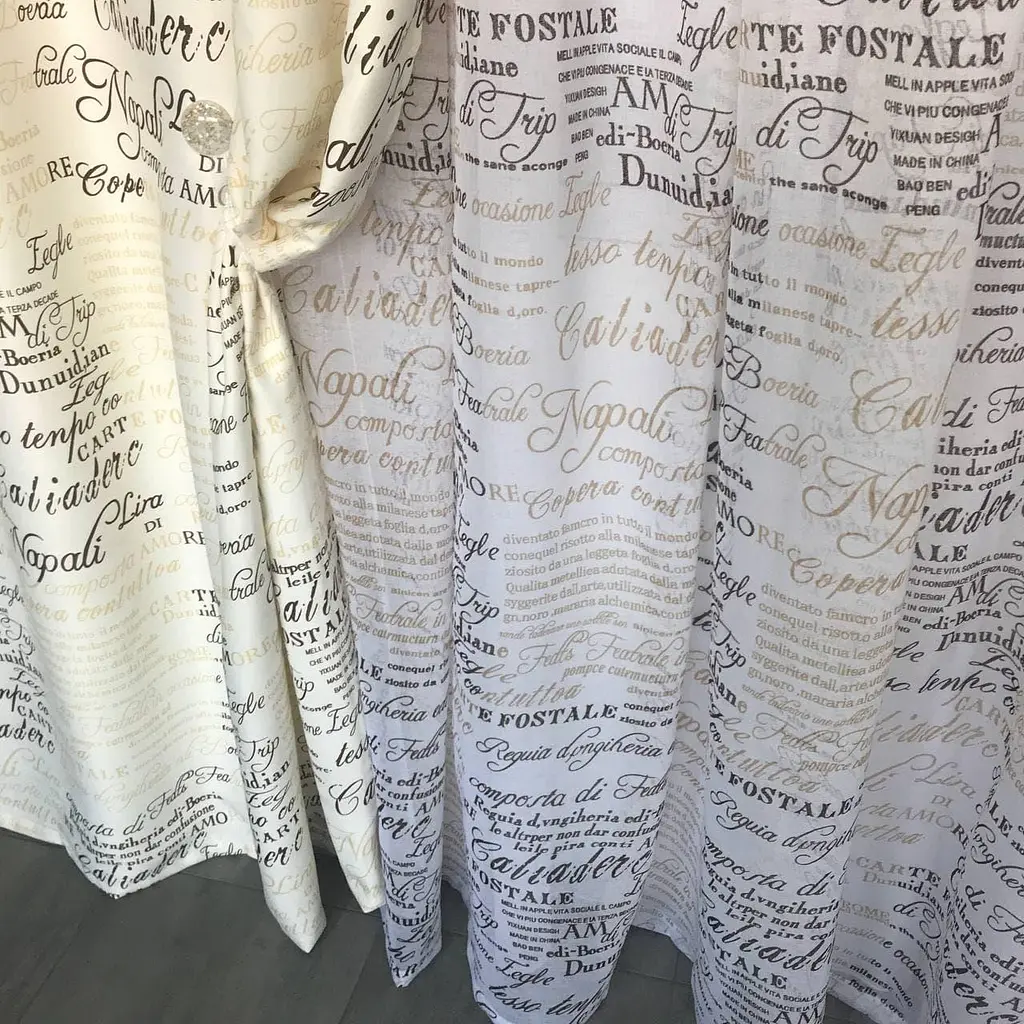 Атласні штори з принтом газети коричневого кольору 150х270 з тюлистом батистовим 400х270 на тасьме ALBO pbe0052707 - фото 3