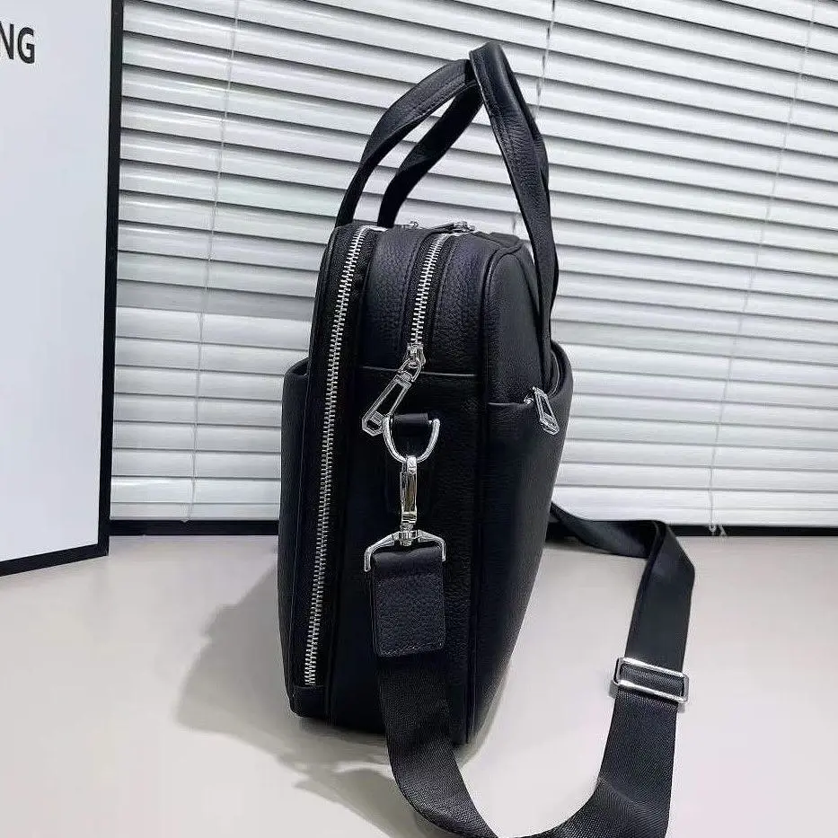 Шкіряна чоловіча ділова сумка-портфель портфель для ноутбука чорний Tiding Bag 56901 40 см - фото 3