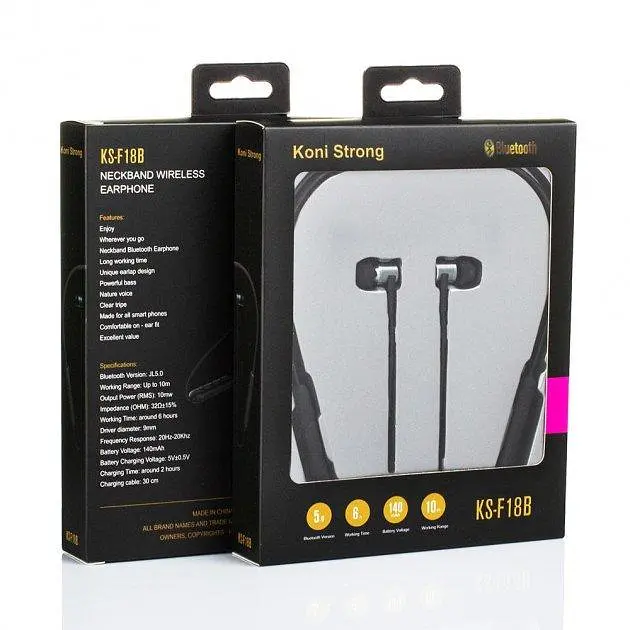 Беспроводные Bluetooth наушники Koni strong KS-F18B, BT5.0, 140mAh, 6h, black - фото 2