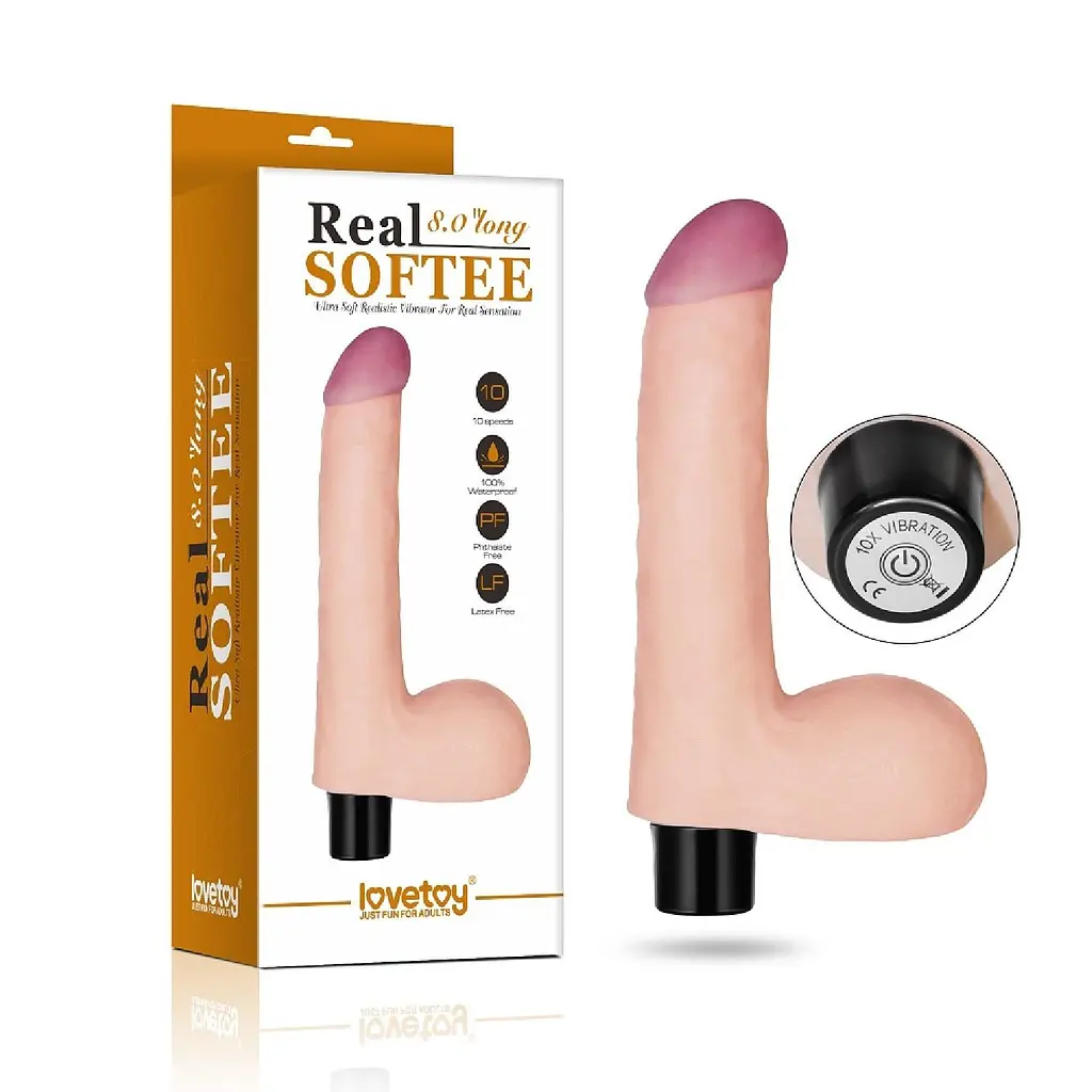 Реалістичний вібратор Lovetoy Real Softee Vibrator With Balls Flesh 17 см тілесний - фото 2