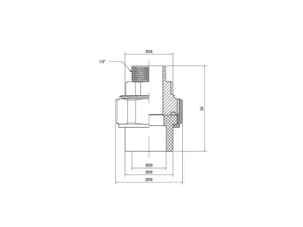 Американка Thermo Alliance d 20мм поліпропіленова 20х1/2"З для поліпроп. труб (DSI201) - фото 2