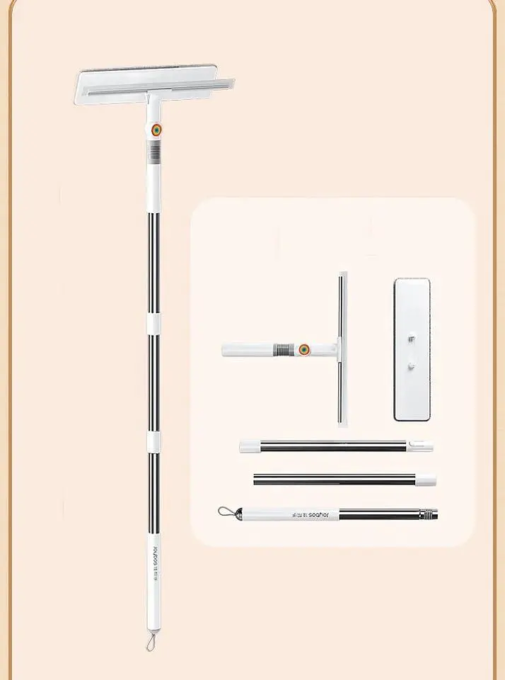 Швабра для миття вікон телескопічна Joybos зі скребком зі змінними насадками з мікрофібри - фото 3