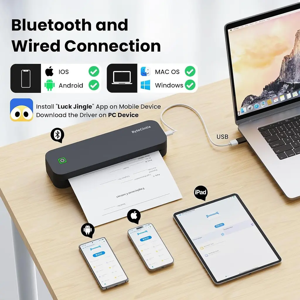Портативний принтер для подорожей, термопринтер Bluetooth сумісний з Android та iOS і ноутбуком - фото 5
