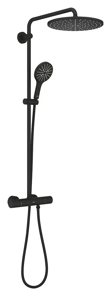 Душова система з термостатом для настінного монтажу Grohe Rainshower Smartactive 310 22119KF0, Чорний матовий - фото 2