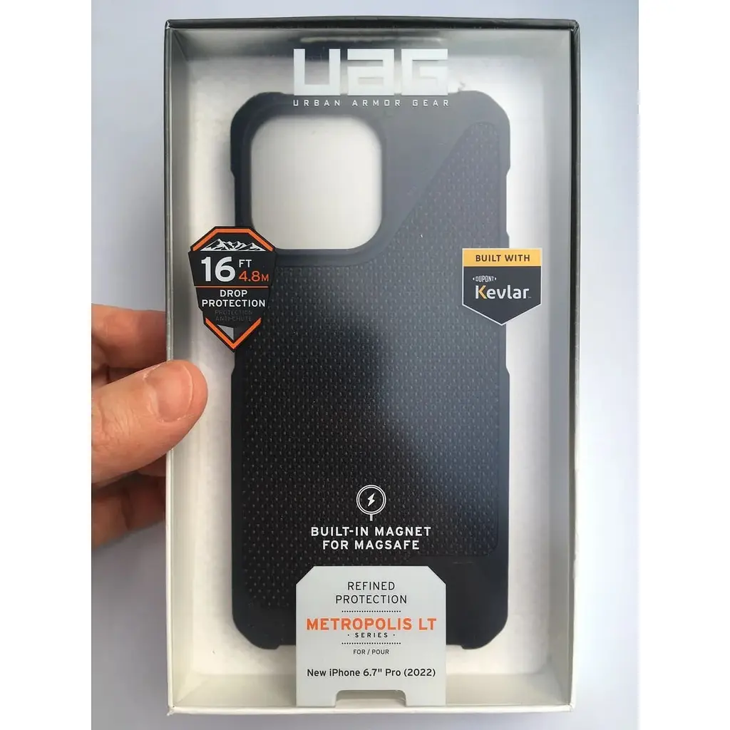 Оригинальный противоударный чехол UAG Metropolis LT MagSafe для iPhone 14 Pro Max Kevlar Black 114051113940 - фото 5