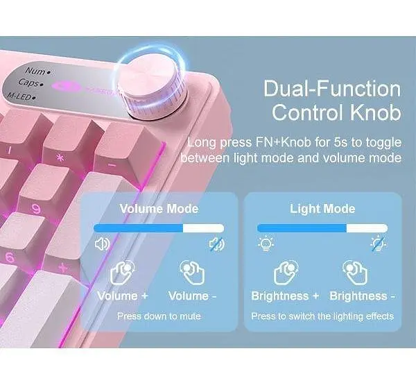Клавіатура MageGee GK960 RGB Wireless (6971969729032) Pink/White (G-000004398) - фото 5