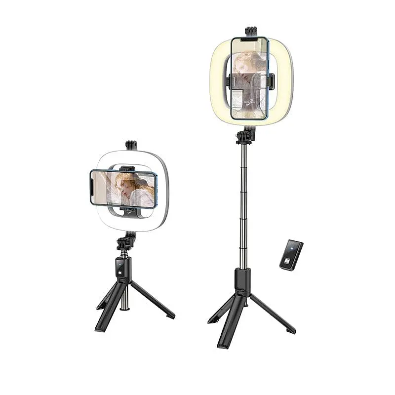Держатель с кольцевым освещением Hoco Showfull fill light live broadcast holder LV03 Plus BT4.1, 0.95m, LED - фото 3