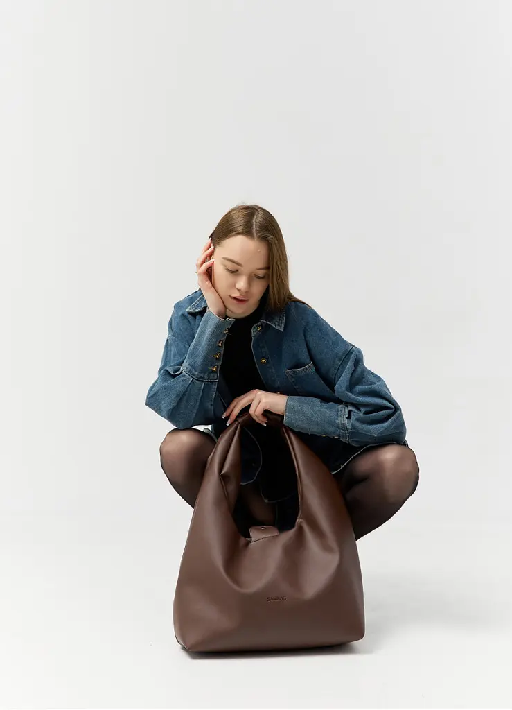 Жіноча сумка Sambag HOBO L шоколадна 34 х 37 х 16 см (53300020) - фото 6