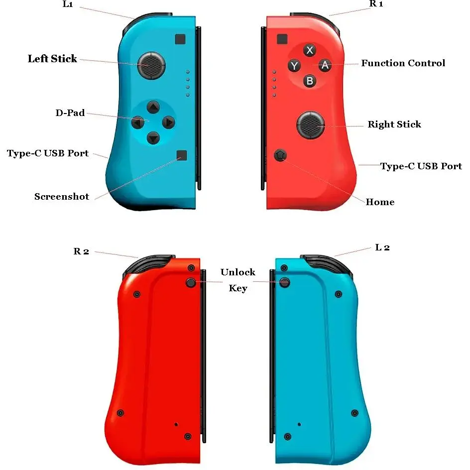 Контролер Joy pad Wireless Joy con game Controller запасна пара Nintendo Switch - червоний та синій - фото 5