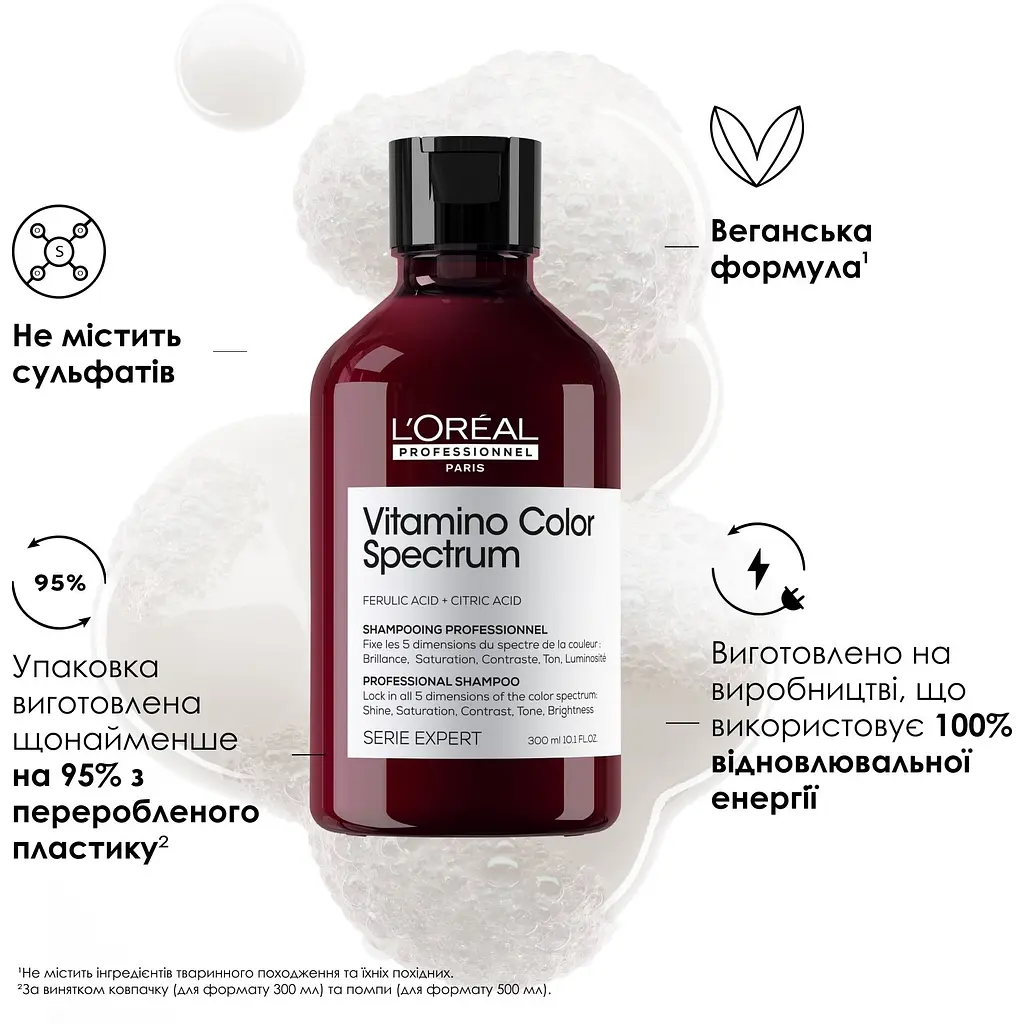 Шампунь L'Oreal Professionnel Vitamino Color Spectrum для сяючого блиску та збереження 5 вимірів колірного спектру після фарбування волосся 300 мл - фото 3