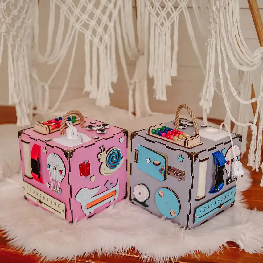 Развивающая игрушка Бизикуб Temple Group TG200162 23х23х23см Розовый - фото 3