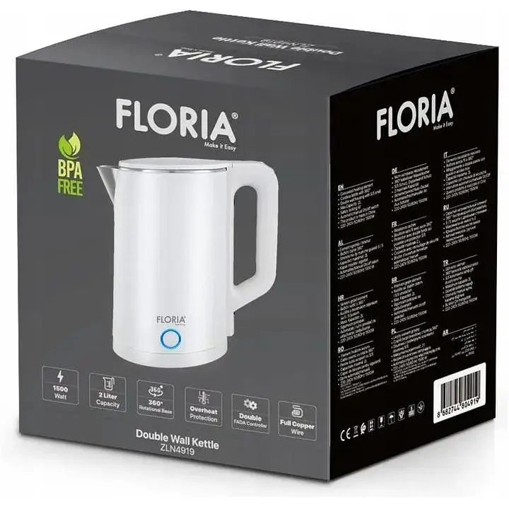 Електричний чайник Floria ZLN4920 з двома стінками та автовідключенням 2 л - фото 8