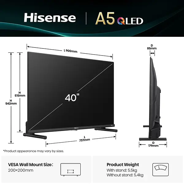 LED-телевізор Hisense 40A5Q - фото 3