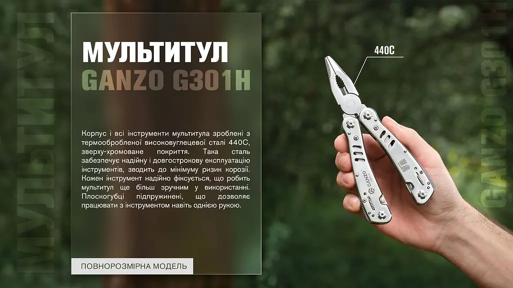 Мультитул Ganzo G301-H Chrome Edition 26 функций - фото 17