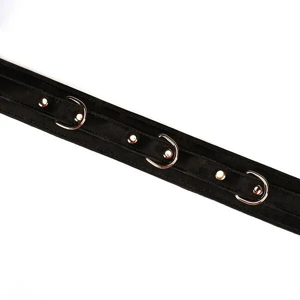 Нашийник з повідцем Liebe Seele Boudoir Amor Collar with Leash Black, три кільця - фото 4