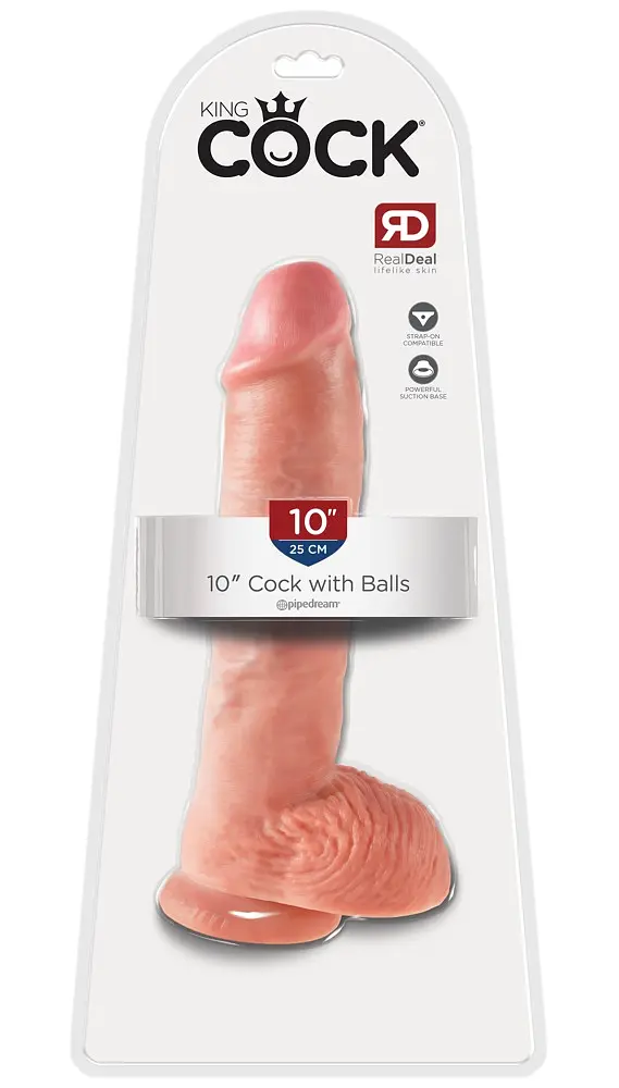 Реалистичный пенис King Cock With Balls с венами и присоской 26.7 см телесный - фото 6