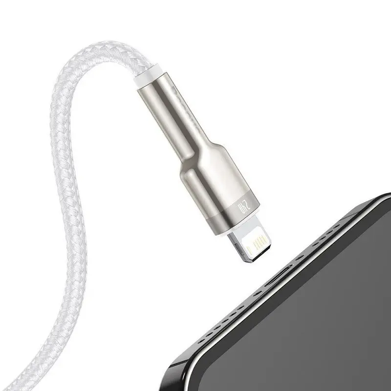 Дата кабель Baseus Cafule Metal USB to Lightning 2.4A (1m) (CALJK-A0) White - фото 2
