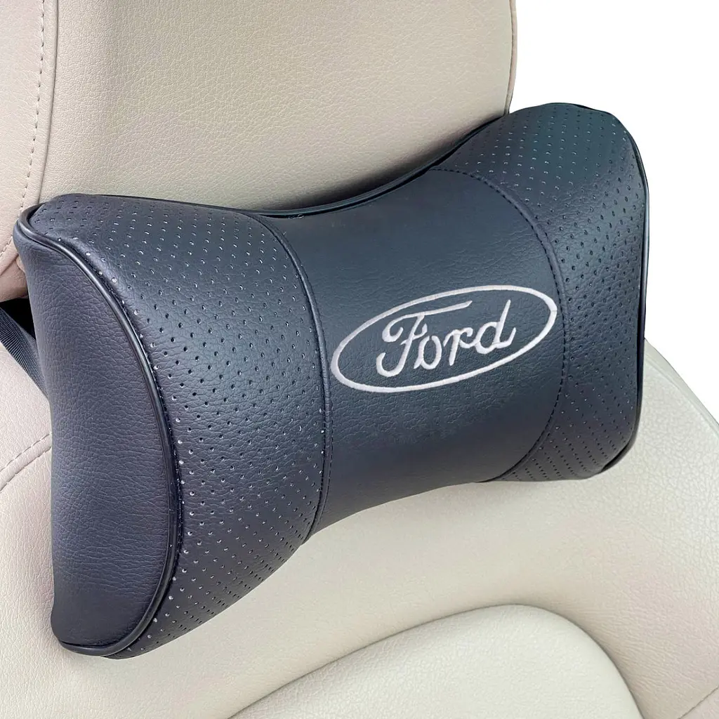 Подушка на підголовник з логотипом Ford Еко-шкіра чорна (1шт) - фото 2