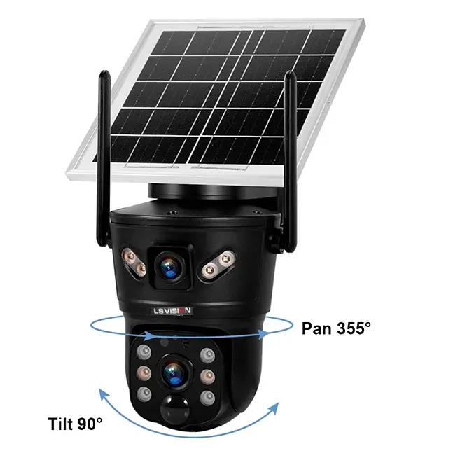 Вулична 4G камера LS VISION CS5-4G сонячна панель з 2 лінзами  сонячна панель зарядки акумулятор 6000мАг  PIR сенсор руху - фото 5