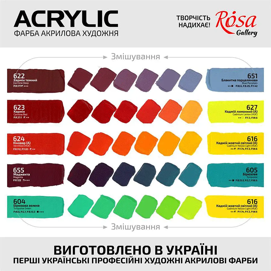 Фарба акрилова Білила титанові (602) 60 мл ROSA Gallery (4823098510826) - фото 4