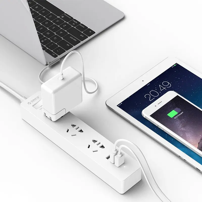 Продовжувач Orico Power Strip Orico-XCS-3A3U (3 х розетки 3 х USB) білий 1.5 м - фото 4