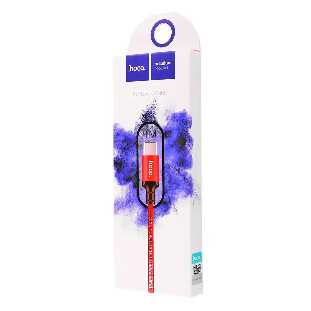 Кабель Hoco X14 Times speed Micro charging cable, ( L-1M ) Black & Red - фото 2