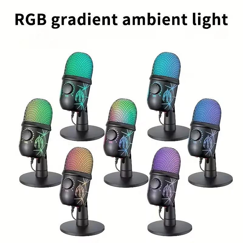 Професійний ігровий мікрофон V5 з RGB-підсвічуванням, шумозаглушенням, Mute та моніторингом у навушниках - фото 3
