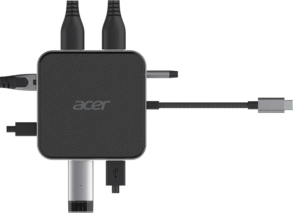 Розгалужувач, кардридер, USB-Хаб Acer USB hub Multiport Black USB-C HDMI/DP/2xUSB-A3.2/USB-C/RJ45/mini-jack, 0.15 м - фото 4