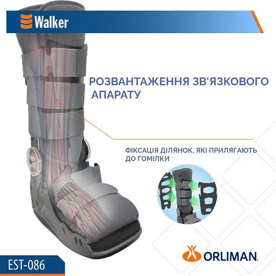 Чобіт Walker з регулюванням кута в гомілковостопному суглобі EST-086 Orliman Розмір взуття M/2:40- 42 (висота:42 см) - фото 7