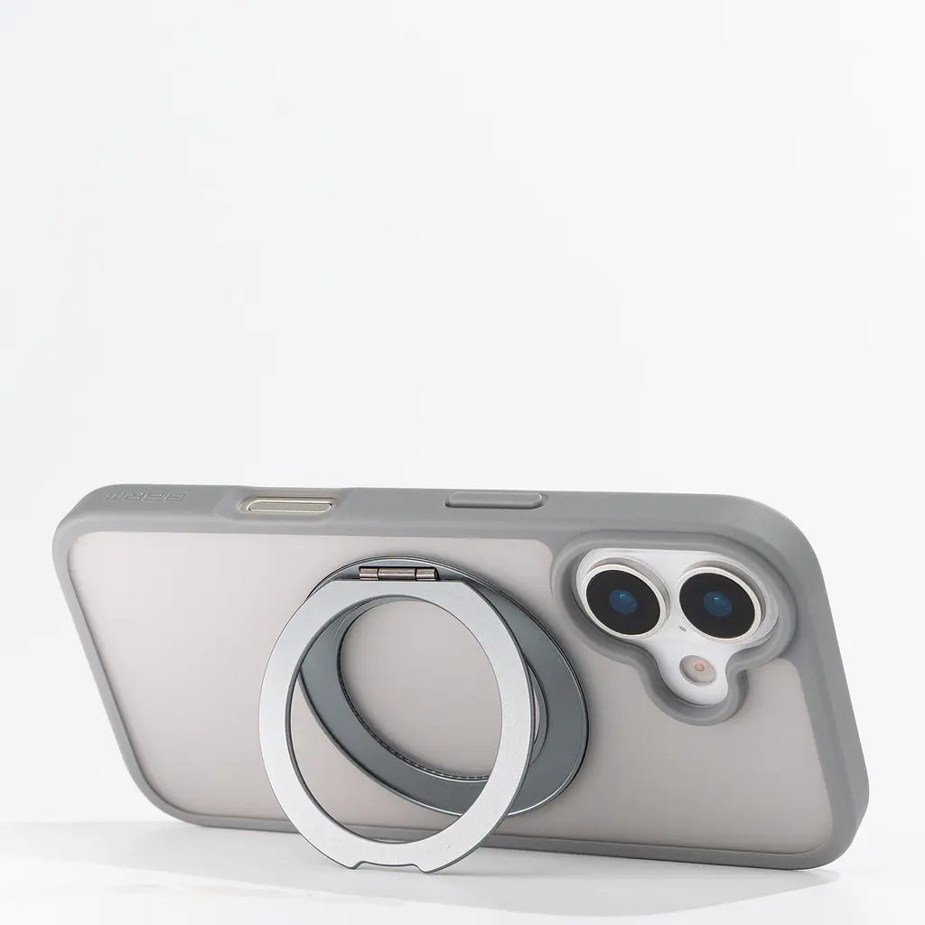 Противоударный чехол-панель для Apple iPhone 17, Unit Stand2, серый, силикон + поликарбонат, защита всего корпуса, с подставкой, поддержка магнитных держателей и беспроводной зарядки (MagSafe), ArmorStandart (ARM86331) - фото 4