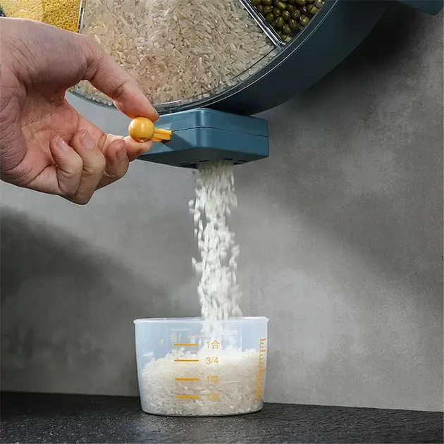 Карусель для круп настінна з обертанням 360° Kitchen Storage Box 6 в 1 кухонний набір для круп із кріпленням - фото 7