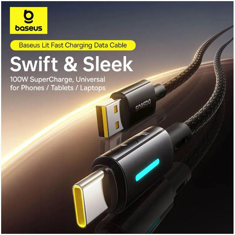 Кабель Baseus Lit Button-Control Fast Charging Data Cable USB-A to USB-C 2m з індикатором (P10379002121-01) - фото 5