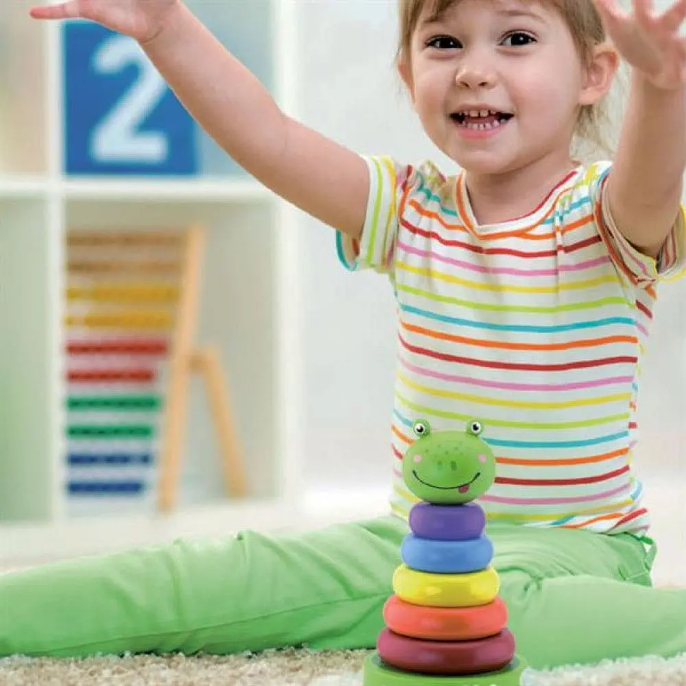 Пирамидка Viga Toys Лягушка деревянная (50258) - фото 5