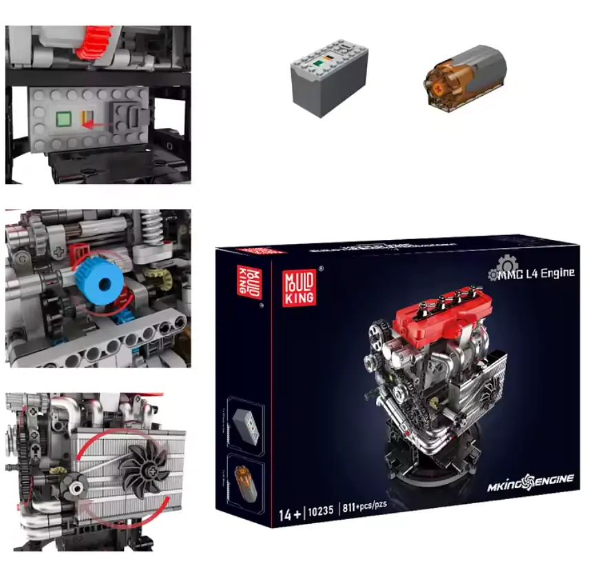 Конструктор двигун Mould King Mitsubishi 4G63T Turbocharged Inline-Four Engine L4 10235 моторозований дитячий мотор 811 деталей - фото 5