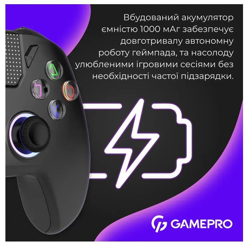Геймпад Bluetooth джойстик GamePro GPS-13B Bluetooth 5.3/USB (PC/iOS/Android/PS3/PS4) RGB Black - фото 16