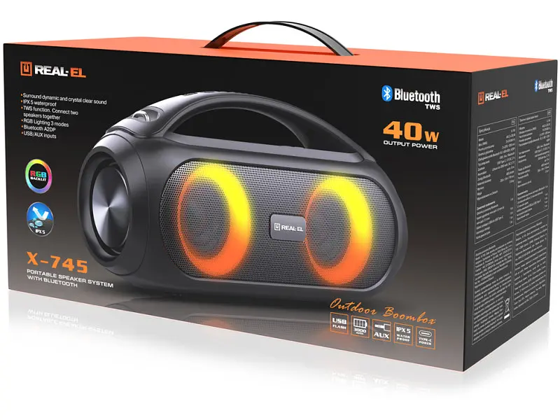 Портативна акустика REAL-EL X-745 Black (EL121600012) - фото 4