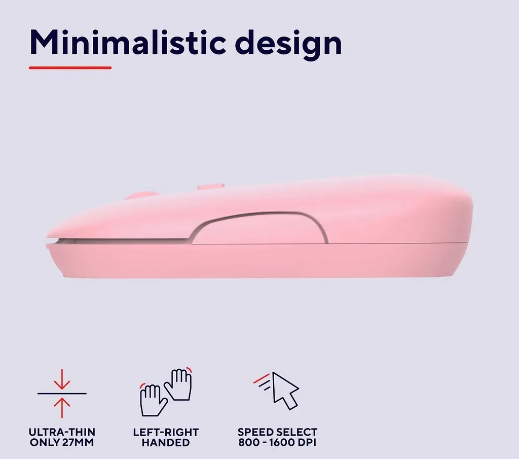 Мышь Trust Puck Rechargeable Wireless Ultra-Thin Silent Pink (24125) [93106] - фото 5