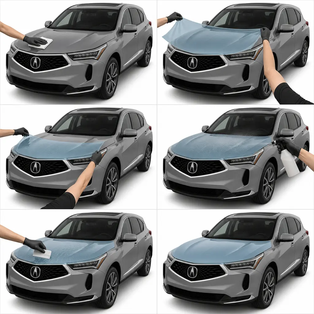 Антигравійна захисна бронеплівка за лекалами для Acura RDX TC1 facelift 2022 - зони дверей і стійки вікон - фото 3